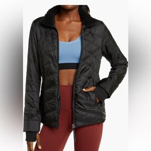 Zella Black Puffer Jacket with faux fur trim
